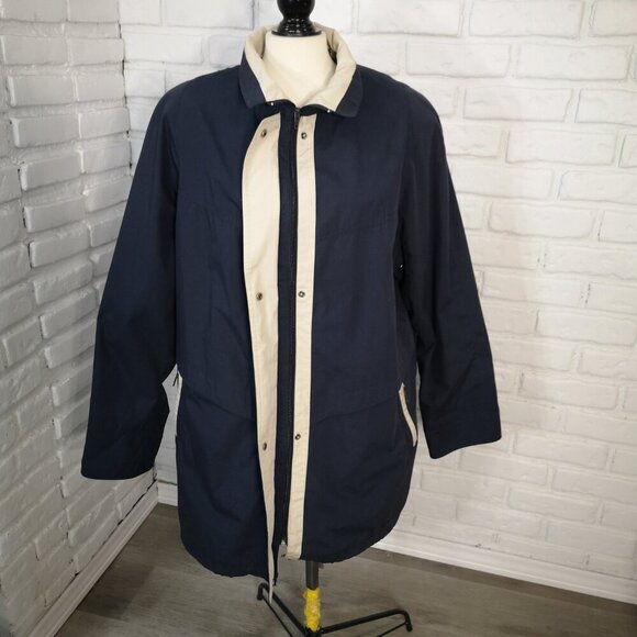 Mona Lisa Sport by Fenelli Ladies Size 16.5 Navy w/ Beige Lined Jacket - Picture 5 of 11